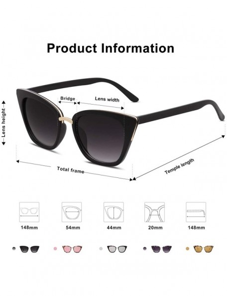 Cat Eye Cat Eye Brand Designer Sunglasses Fashion UV400 Protection Glasses SJ2052 - C1 Black Frame/Gradient Grey Lens - CZ189...