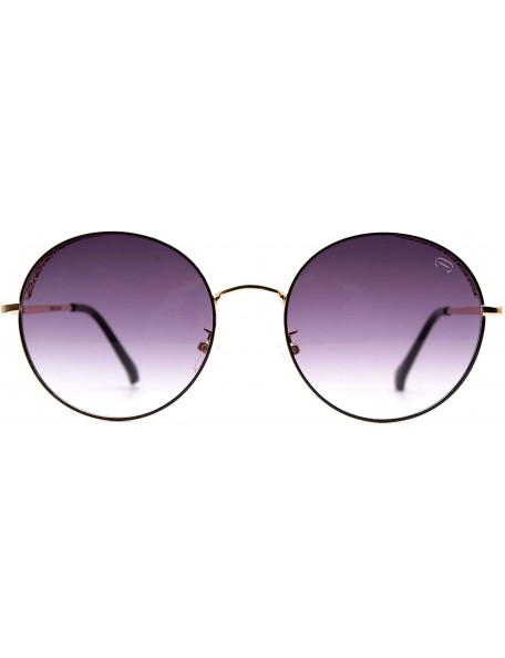 Round F008 Classic Round- for Womens-Mens 100% UV PROTECTION - Gold-purpledegrade - CM192TGL4OY $15.76
