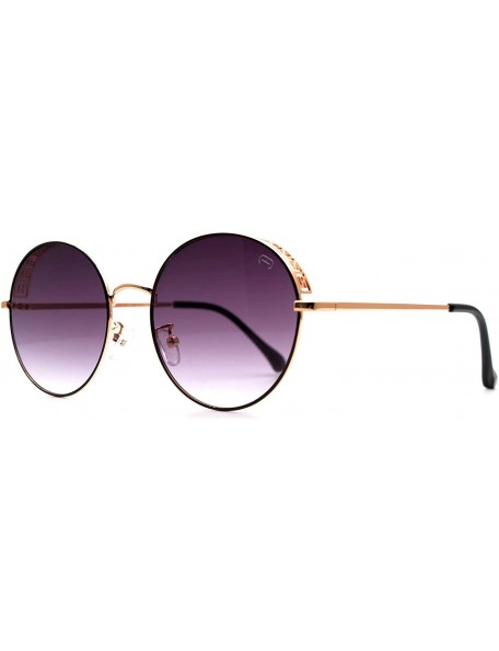 Round F008 Classic Round- for Womens-Mens 100% UV PROTECTION - Gold-purpledegrade - CM192TGL4OY $15.76
