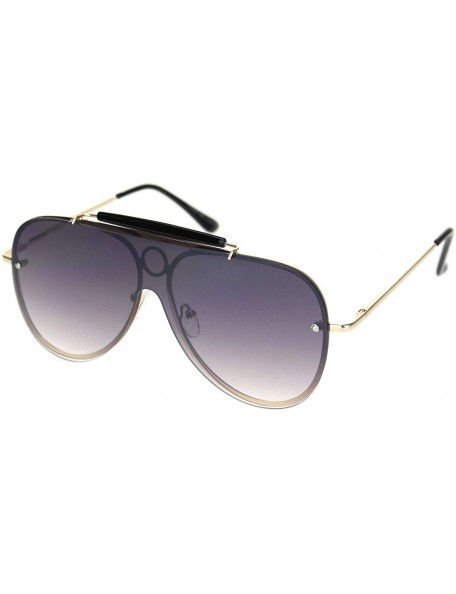 Shield Luxury Large Shield Metal Rim Racer Designer Sunglasses - Gold Gradient Black - CR18NH3I58H $13.28