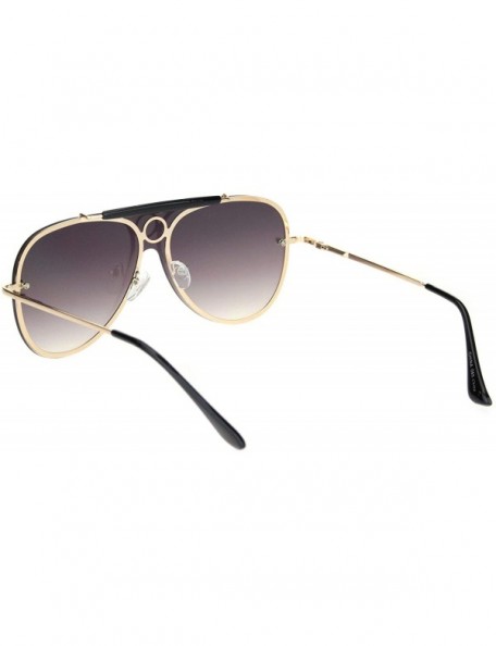 Shield Luxury Large Shield Metal Rim Racer Designer Sunglasses - Gold Gradient Black - CR18NH3I58H $13.28