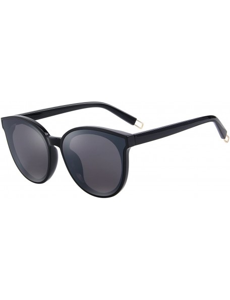 Oversized Round Sunglasses for Women Vintage Eyewear S8094 - Black - CY17YGCDKX2 $12.31