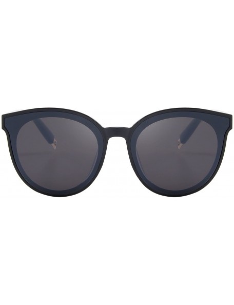 Oversized Round Sunglasses for Women Vintage Eyewear S8094 - Black - CY17YGCDKX2 $12.31