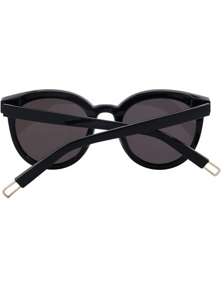 Oversized Round Sunglasses for Women Vintage Eyewear S8094 - Black - CY17YGCDKX2 $12.31