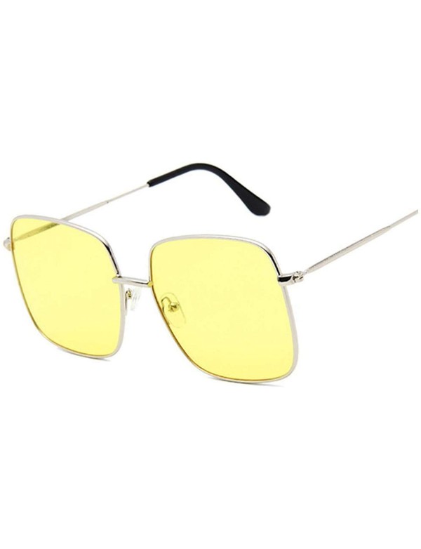 Sport Retro Big Square Sunglasses Women Er Pink Sun Glasses Ladies Alloy Quality Female Oculus De Sol - Silveryellow - C9198A...