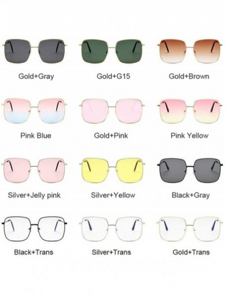 Sport Retro Big Square Sunglasses Women Er Pink Sun Glasses Ladies Alloy Quality Female Oculus De Sol - Silveryellow - C9198A...