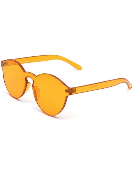 Rimless Oversized Colorful One Piece Square Sunglasses Flat Gradient Transparent Lenses Party Sun Glasses - Orange 1 - C118S7...