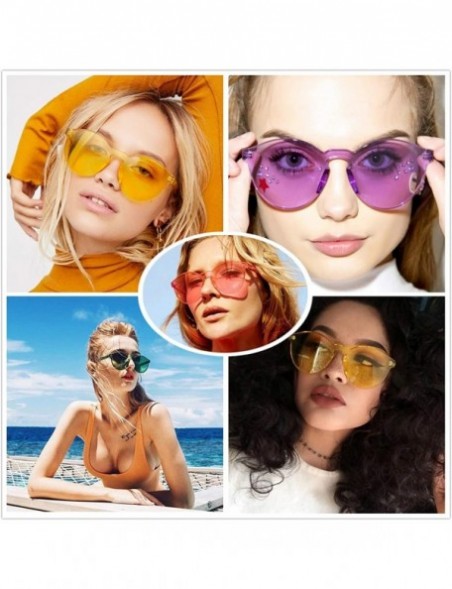 Rimless Oversized Colorful One Piece Square Sunglasses Flat Gradient Transparent Lenses Party Sun Glasses - Orange 1 - C118S7...