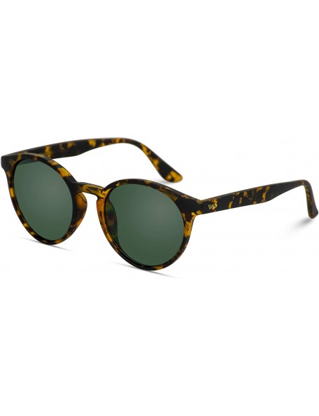 Round Classic Small Round Retro Sunglasses - Tortoise Frame/Green Lens - CQ125MDUHKT $25.59