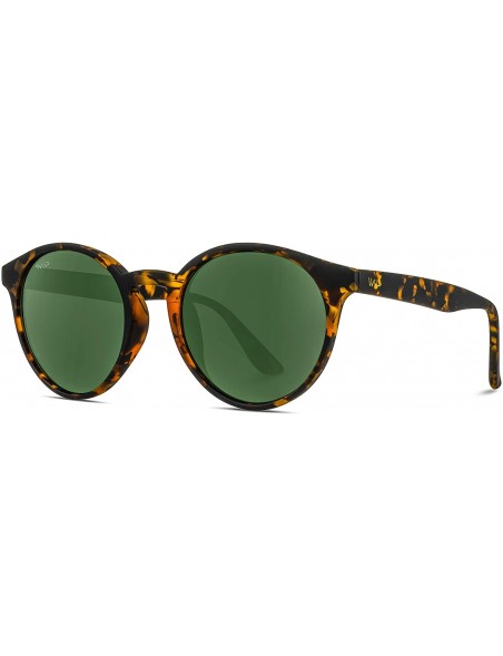 Round Classic Small Round Retro Sunglasses - Tortoise Frame/Green Lens - CQ125MDUHKT $25.59