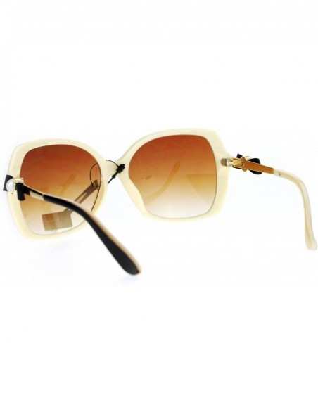 Butterfly Bow Pearl Jewel Arm Diva Designer Butterfly Womens Sunglasses - Brown Ivory - CX12NUL42FU $12.64