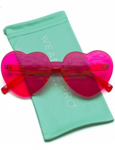 Round Heart Shaped One Piece Transparent Full Colored Frame Candy Sunglasses - Red/Pink Frame - CX18DSQI5D4 $8.21