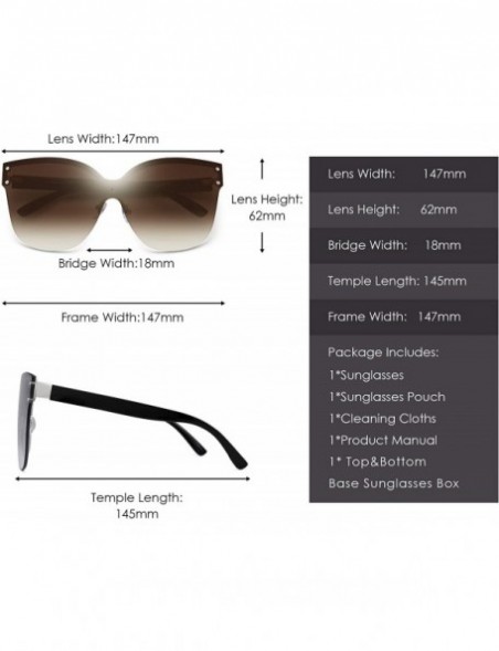 Round Oversized Rimless Sunglasses for Women One Piece Gradient Lens Shades - Gradient Brown Lens - CX18S2HACUN $12.64