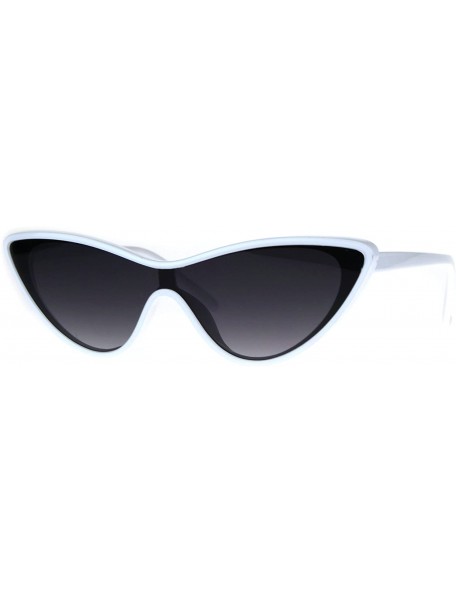 Shield Womens Cateye Sunglasses Futuristic Shield Fashion Mono Lens UV 400 - White (Smoke) - CX18C3MWLY5 $7.82