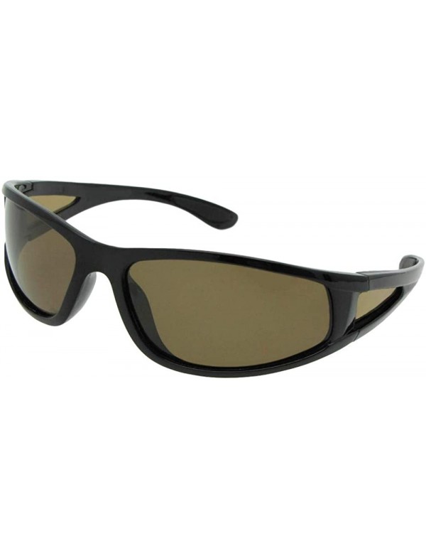 Sport Polarized Wrap Around Sunglasses PSR2 - Black Frame-brown Lenses - C3189GMLW4Q $14.90