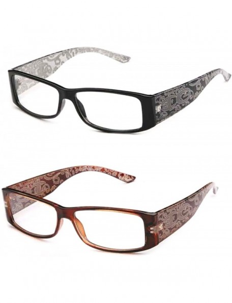 Rectangular Newbee Fashion Rectangular Clear Lens - 2 Pack Black & Brown - C4183IKQ9Z7 $9.36