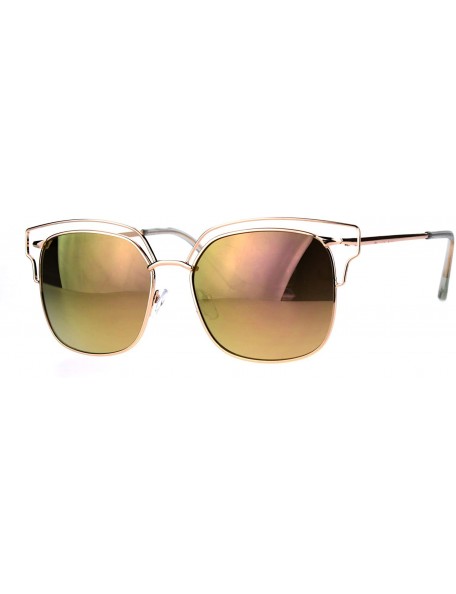 Rectangular Womens Oceanic Color Lens Wire Half Metal Rim Retro Fashion Sunglasses - Purple Mirror - CP182YM3OXR $15.02