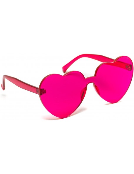 Round Heart Shaped One Piece Transparent Full Colored Frame Candy Sunglasses - Red/Pink Frame - CX18DSQI5D4 $8.21