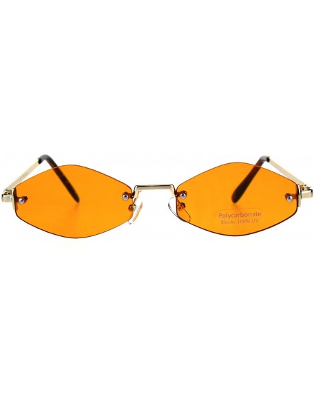 Rimless Womens Hippie Pimp Diamond Shape Rimless Metal Rim Sunglasses - Orange - CB18D4GR7IX $14.07