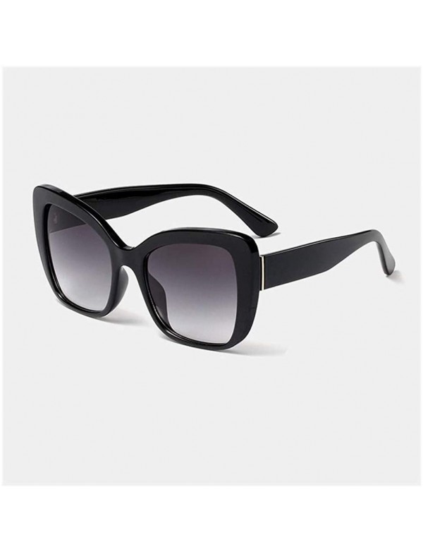 Oversized Oversized Cat Eye Square Sunglasses for Women Flower Frame UV400 - C4 Black Gray - C51987ZZG79 $11.60