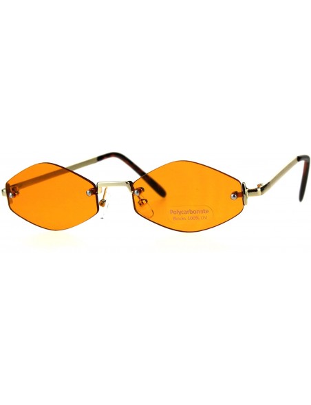 Rimless Womens Hippie Pimp Diamond Shape Rimless Metal Rim Sunglasses - Orange - CB18D4GR7IX $14.07