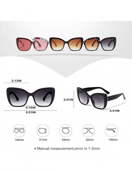 Oversized Oversized Cat Eye Square Sunglasses for Women Flower Frame UV400 - C4 Black Gray - C51987ZZG79 $11.60