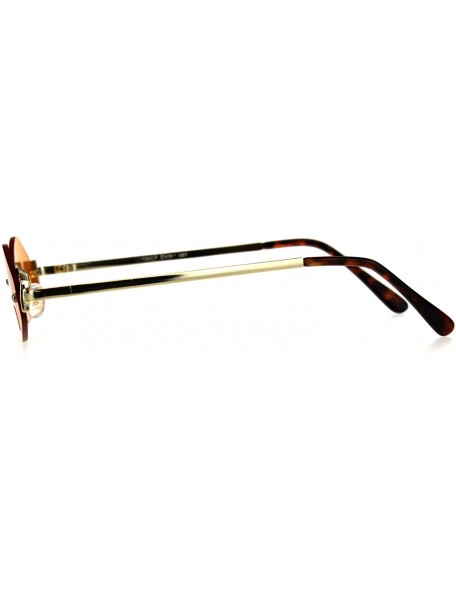 Rimless Womens Hippie Pimp Diamond Shape Rimless Metal Rim Sunglasses - Orange - CB18D4GR7IX $14.07