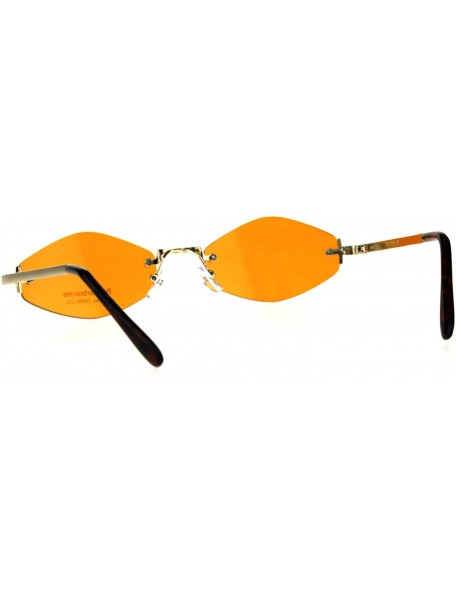 Rimless Womens Hippie Pimp Diamond Shape Rimless Metal Rim Sunglasses - Orange - CB18D4GR7IX $14.07