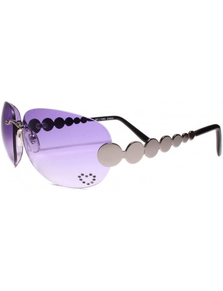 Rimless Classic Vintage Retro Style 80s Party Oval Rimless Sunglasses - Purple / Silver - C118W8C58A0 $10.91