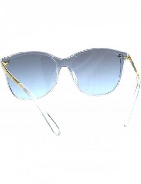 Shield Oceanic Gradient Color Lens Shield Horn Mod Trendy Sunglasses - Clear Grey Blue - C418EXMH0MK $9.47