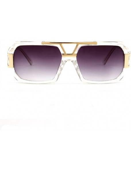 Square Fashion Vintage Square Sunglasses Unisex Clear Lens UV400 - Clear-gray - CA17YILHM5E $13.47