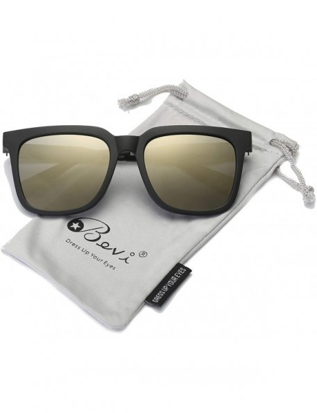 Oversized Unisex Polarized Sunglasses Square UV400 Brand Designer Sun glasses - Gold Brown - CE18H8HANUL $17.39