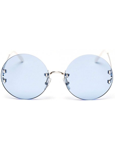Rimless 2020 New Rimless Polarized Sunglasses Women Brand Design Vintage Round Candy Sun Glasses UV400 Goggles - Blue - C0194...