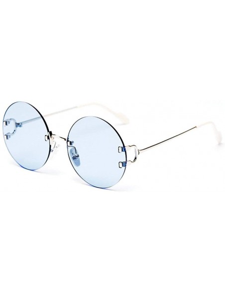 Rimless 2020 New Rimless Polarized Sunglasses Women Brand Design Vintage Round Candy Sun Glasses UV400 Goggles - Blue - C0194...