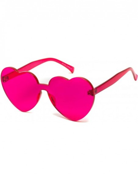 Round Heart Shaped One Piece Transparent Full Colored Frame Candy Sunglasses - Red/Pink Frame - CX18DSQI5D4 $8.21