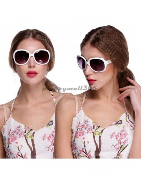 Oval Women Retro Style Anti-UV Sunglasses Big Frame Fashion Sunglasses Sunglasses - White - CB197ZIH6WA $19.70