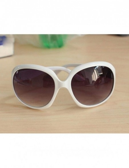 Oval Women Retro Style Anti-UV Sunglasses Big Frame Fashion Sunglasses Sunglasses - White - CB197ZIH6WA $19.70