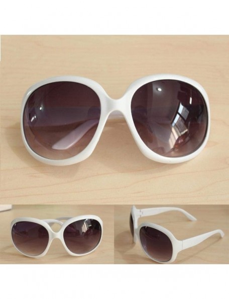 Oval Women Retro Style Anti-UV Sunglasses Big Frame Fashion Sunglasses Sunglasses - White - CB197ZIH6WA $19.70