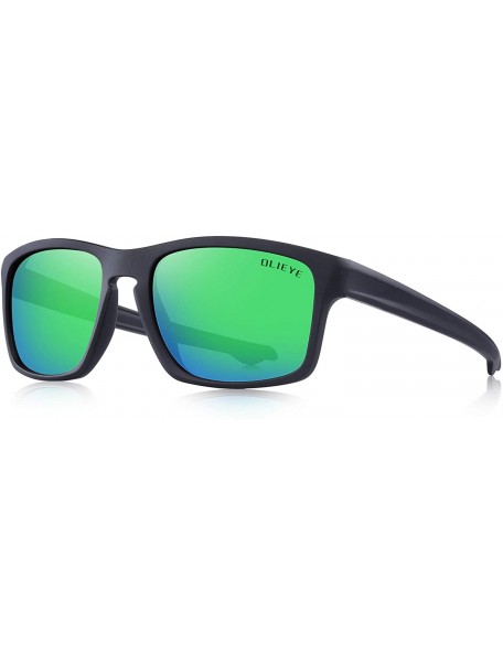 Rectangular Men Sports Polarized Sunglasses Male Sport Fishing Shades Flexible Frame Sunglasses UV Protection - Green Mirror ...