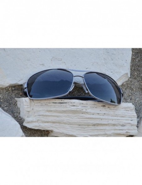 Aviator Men Oversized Aviator Sunglasses Polarized - UV 400 Protection- Classic Style - Silver + Smoke - C418GLWS8R9 $12.21
