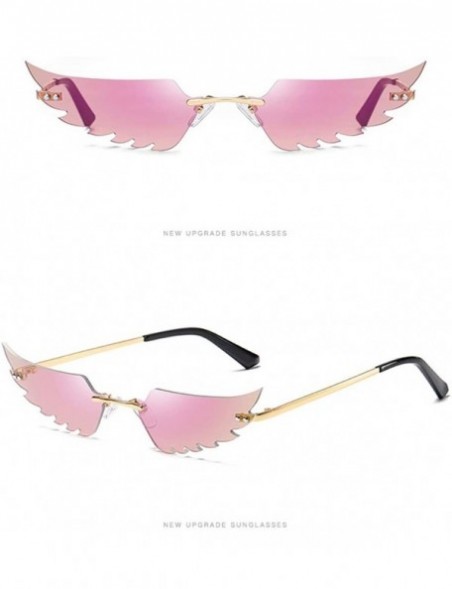 Square Unisex Funny Wing Shape Retro Sunglasses Vintage Irregular Eyewear Shades - Pink - CC1908N5XER $9.64