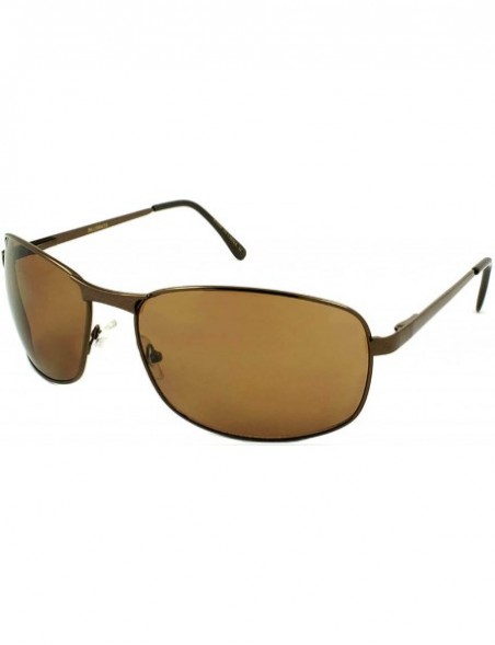 Rectangular Over-sized Rectangular Metal Frame Sunglasses w/Spring Hinge BG20843S - Brown - C011807TD7D $8.24