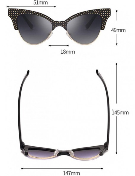 Shield Women Cateye Shaped Semi-Rimless Vintage Eye Sunglasses Retro UV Resistance Eyewear Fashion Radiation Protection - C01...