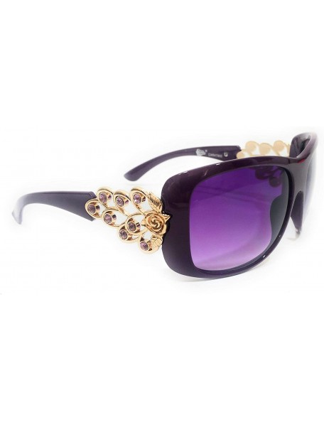 Rectangular Womens Eyewear Glasses Western Sunglasses - Purple Bling - CM18W3KDUUN $14.36