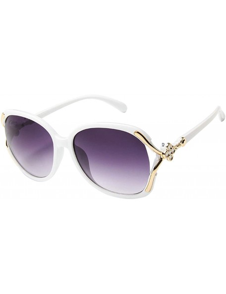 Oversized Women's Oversized Polarized Four-Leaf Clover Design Sunglasses - White - C918UW72R82 $11.02