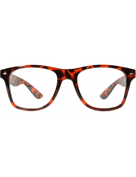Square Fashion Glasses for Men Women Retro Pop Color Frame Clear Lens - Tortoise - CF12O7QMBSW $7.53