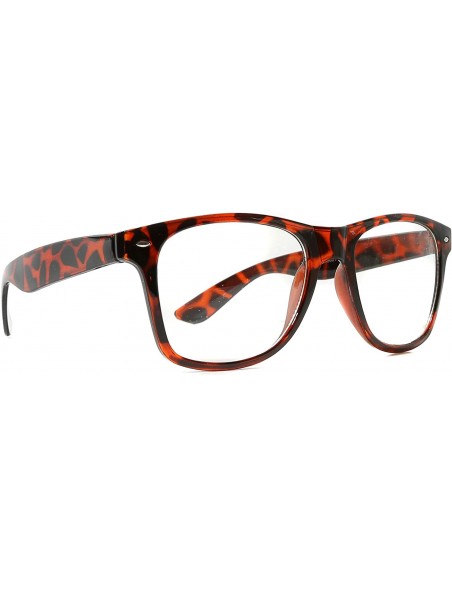 Square Fashion Glasses for Men Women Retro Pop Color Frame Clear Lens - Tortoise - CF12O7QMBSW $7.53