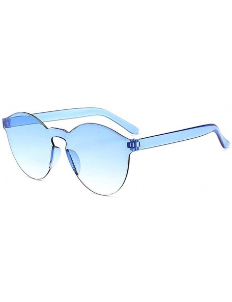 Round Unisex Fashion Candy Colors Round Outdoor Sunglasses Sunglasses - Blue - CF190S55XWA $13.29