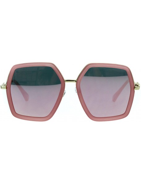 Butterfly Womens Double Rim Polygon Shape Designer Fashion Sunglasses - Pink Pink Mirror - CA18GS2Y58M $13.08