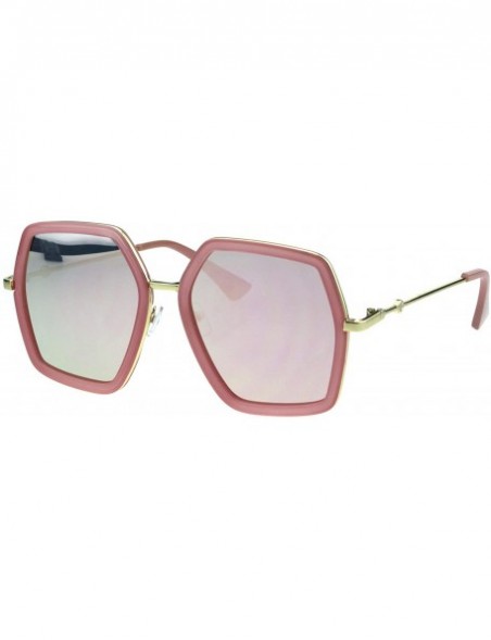 Butterfly Womens Double Rim Polygon Shape Designer Fashion Sunglasses - Pink Pink Mirror - CA18GS2Y58M $13.08